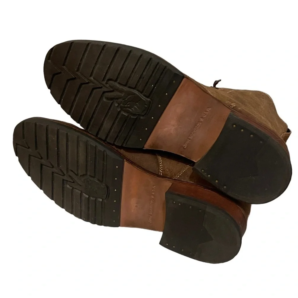 John Varvatos USA Men’s Suede Brown Leather Lace Up Mid Shaft Boots‎ Size 11.5